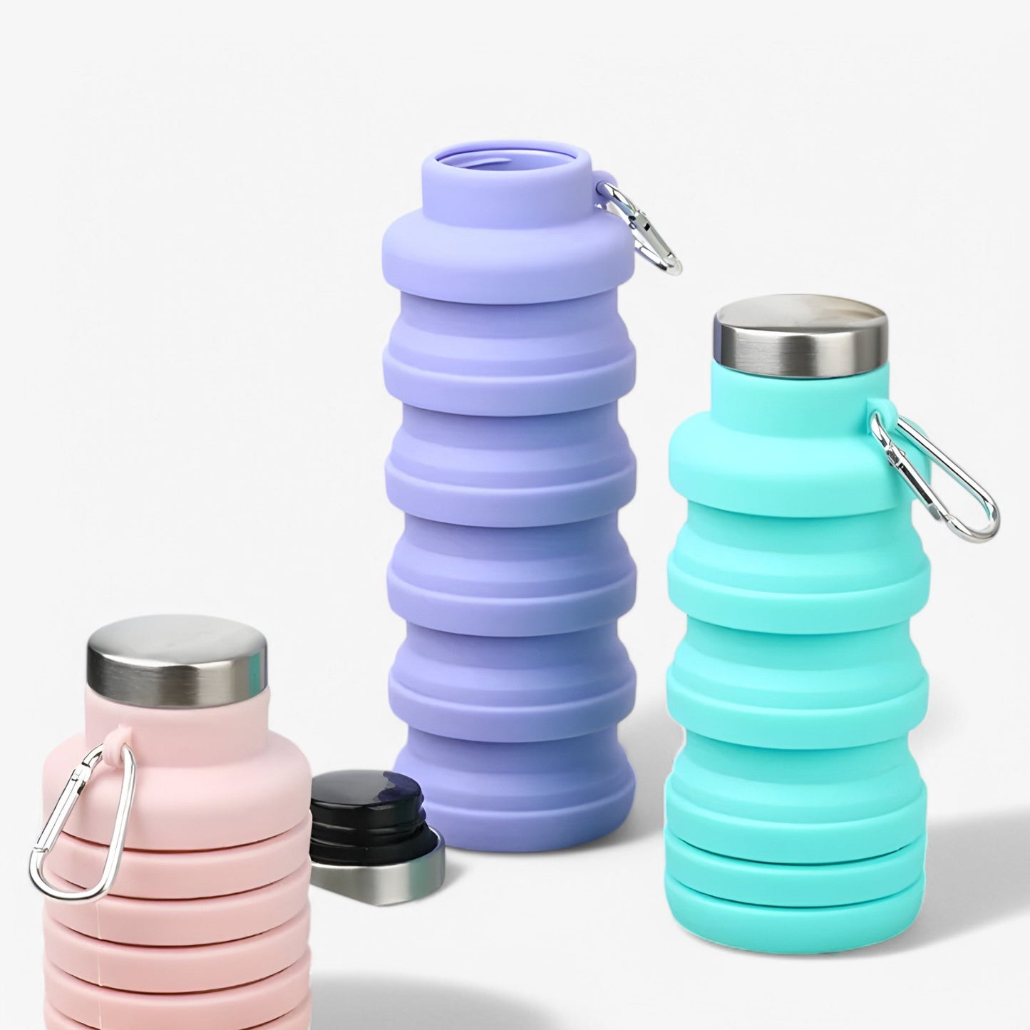 FlexiBottle™ | Faltbare 500ml Silikon-Wasserflasche | 1+1 GRATIS