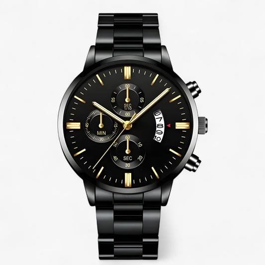 Magnus | Elegante schwarze Quarz Uhr - Stilvolle Zeitmessung für den modernen Lebensstil