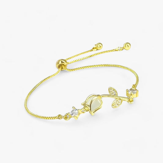 Strahlende Tulpe | Opal-Charm-Armband - Florale Brillanz