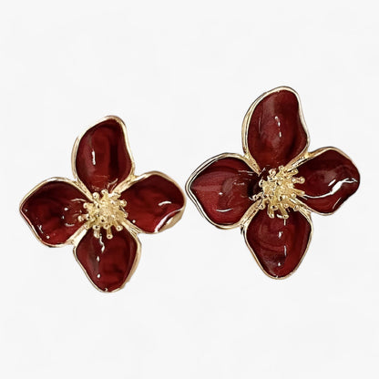 Rote Blumenohrringe – Retro-Luxus-Elegant