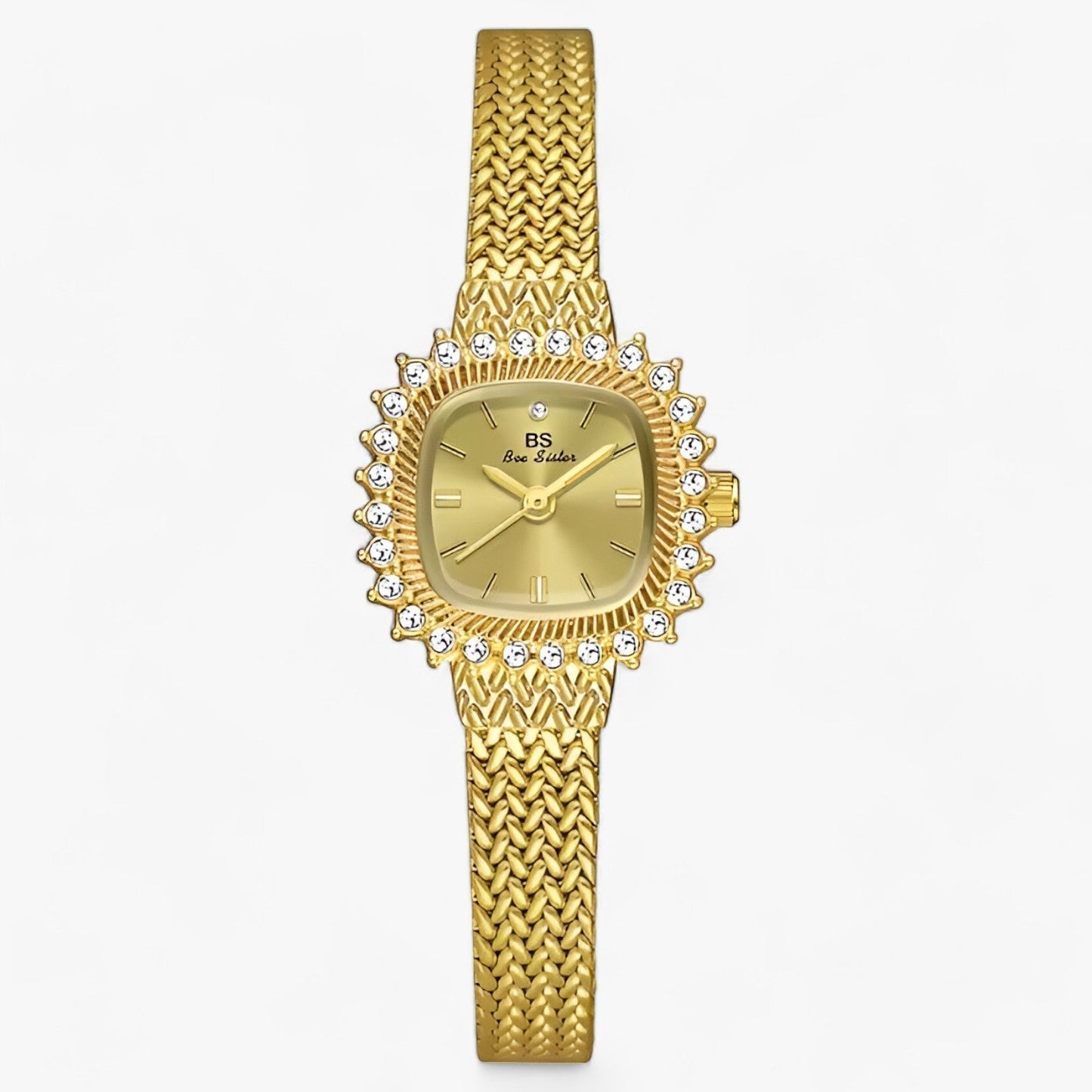 Goldenes Mesh | Glamour-Uhr - Glänzende Raffinesse