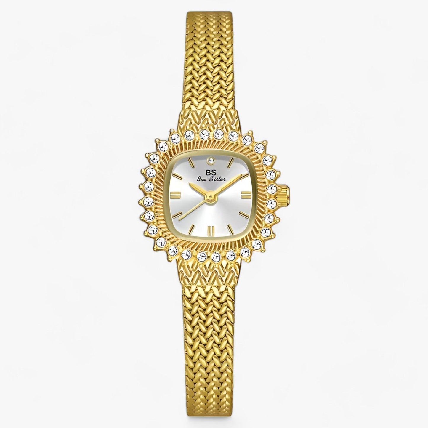 Goldenes Mesh | Glamour-Uhr - Glänzende Raffinesse