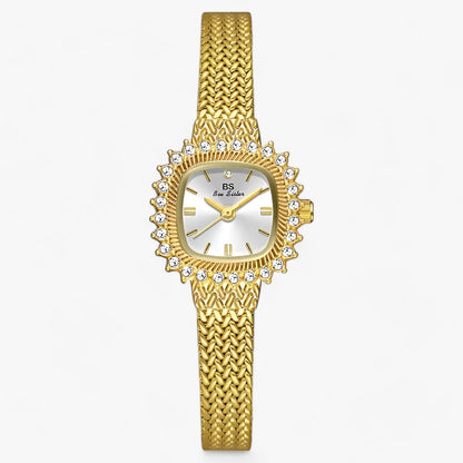 Goldenes Mesh | Glamour-Uhr - Glänzende Raffinesse