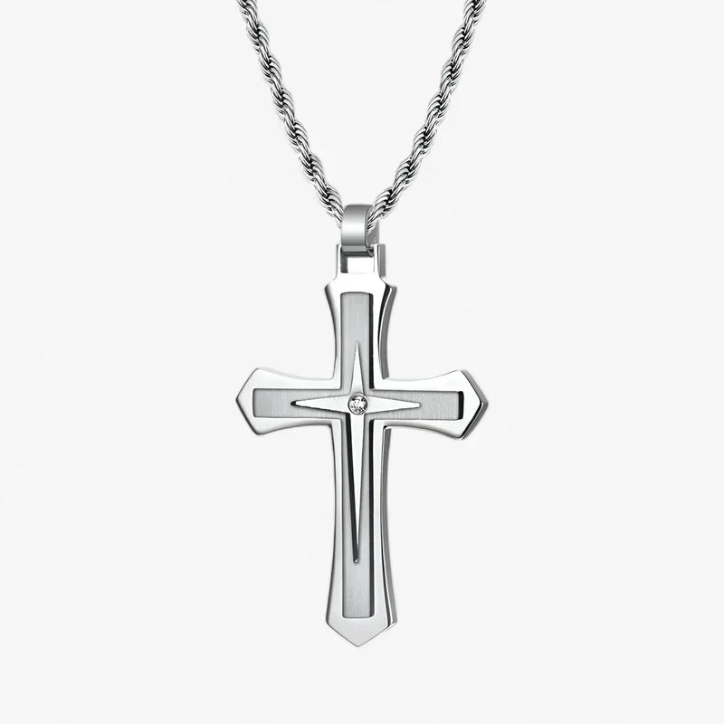 Männer Bicolor Edelstahlkreuzkette - Strapazierfähiges und stilvolles Accessoire
