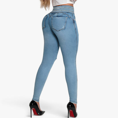 Trendy | Modische Hochbund Slim-Fit Destroyed Jeans - Moderner Stil mit einem Chic-Edge