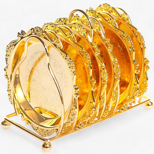 Cocktail Untersetzer | 6pcs Goldene Zinklegierung - Vintage plattiert Bar Dekor