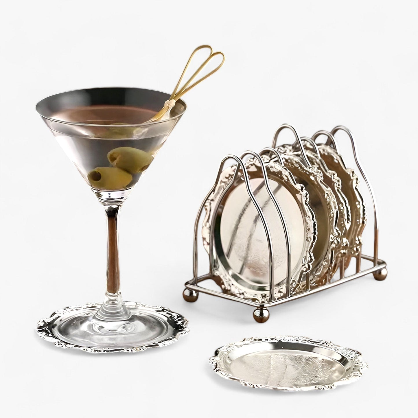 Cocktail Untersetzer | 6pcs Goldene Zinklegierung - Vintage plattiert Bar Dekor