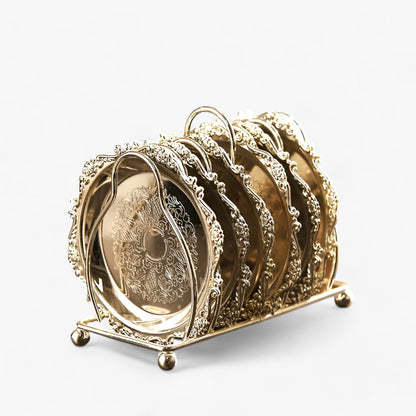 Cocktail Untersetzer | 6pcs Goldene Zinklegierung - Vintage plattiert Bar Dekor
