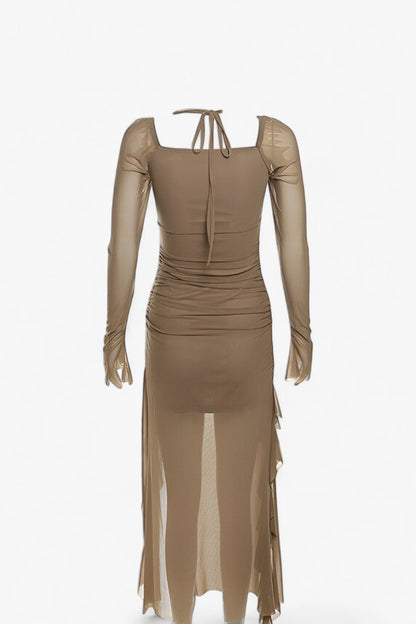 Rüschen Midi Kleid - Anmutig & Trendig