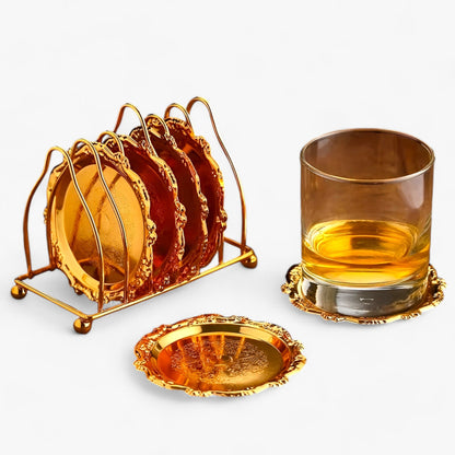 Cocktail Untersetzer | 6pcs Goldene Zinklegierung - Vintage plattiert Bar Dekor
