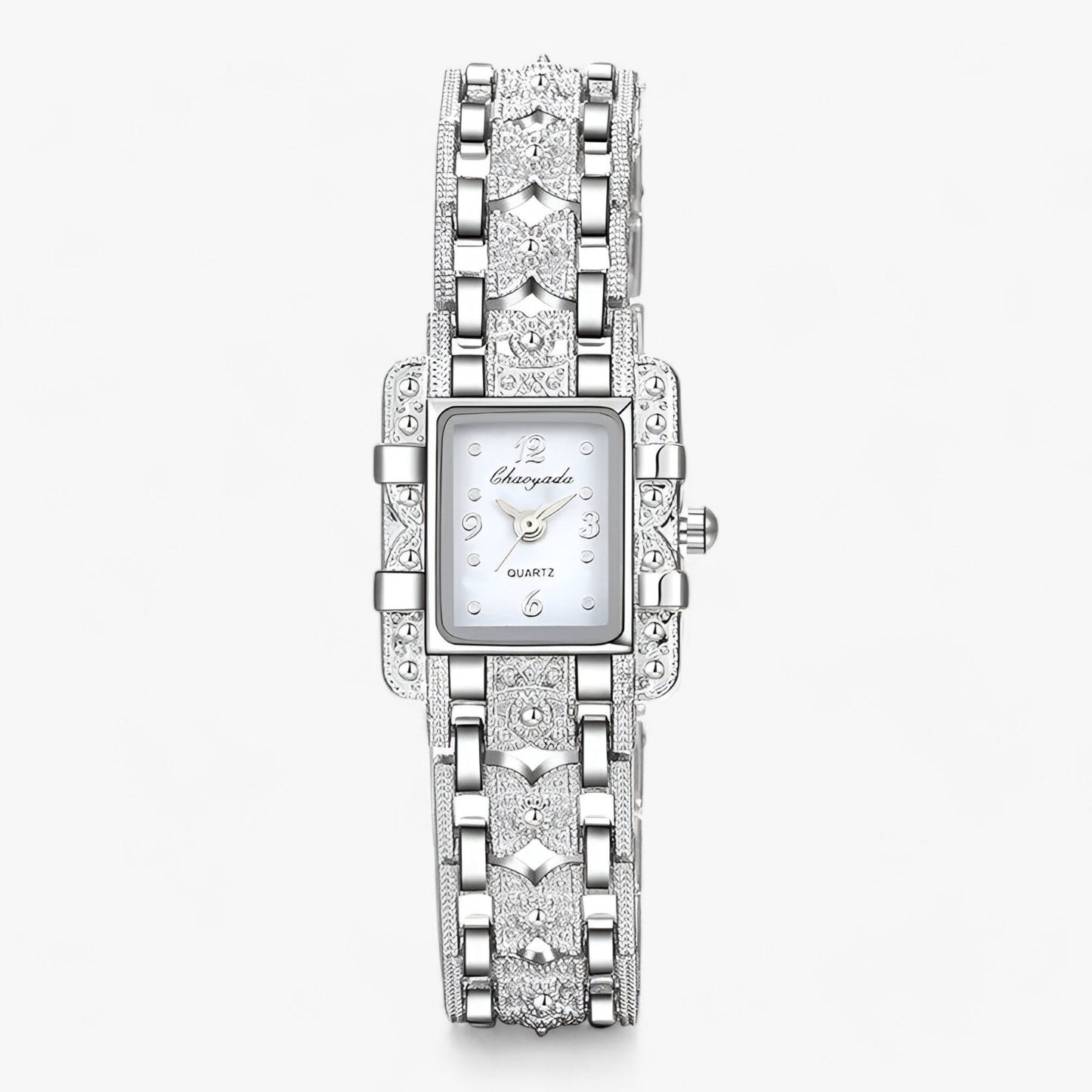 Armbanduhr mit Rechteckigem Zifferblatt und Kristallen - Modisch und Elegant für Frauen
