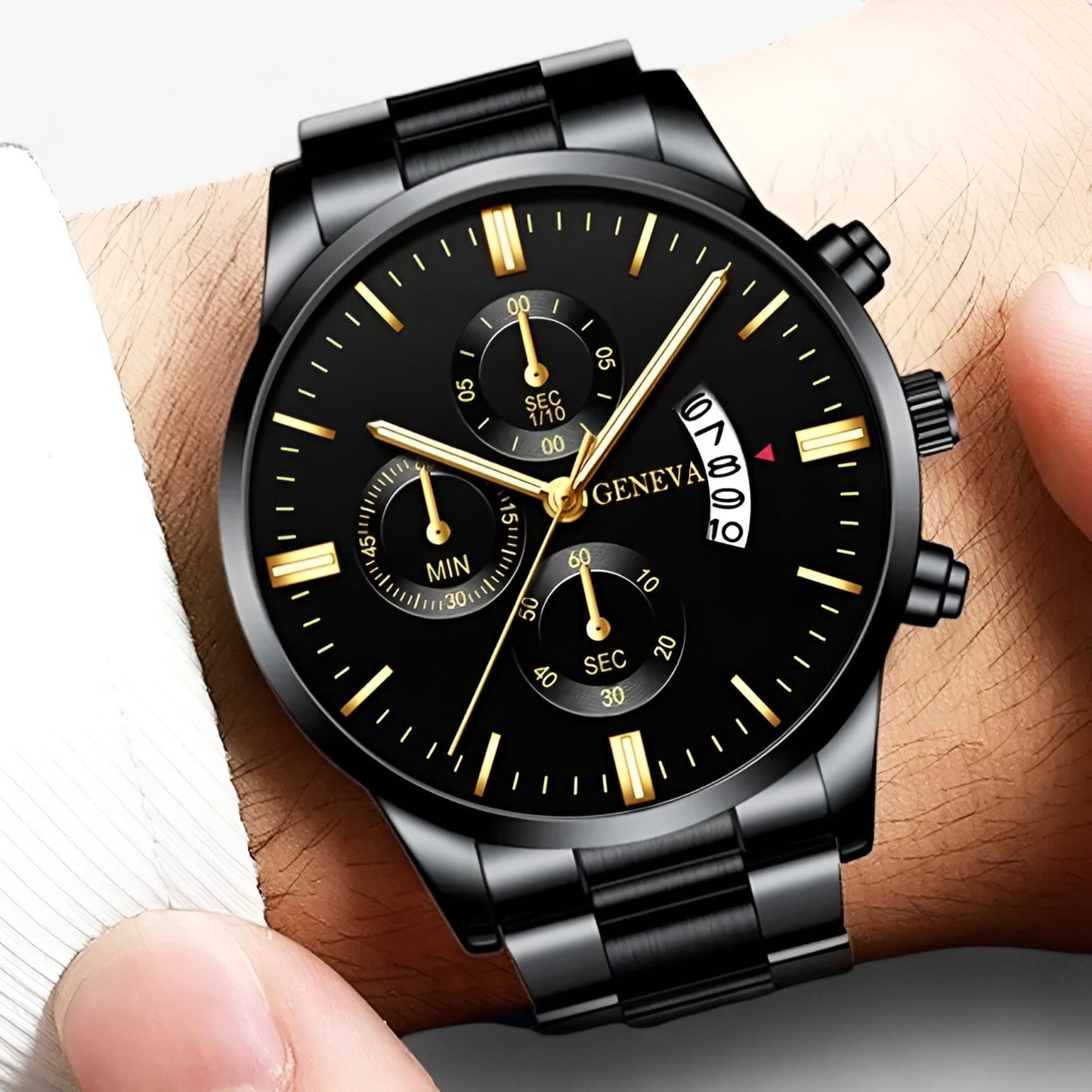 Schwarze Quarzuhr - Elegante Zeitmessung mit Modernem Flair