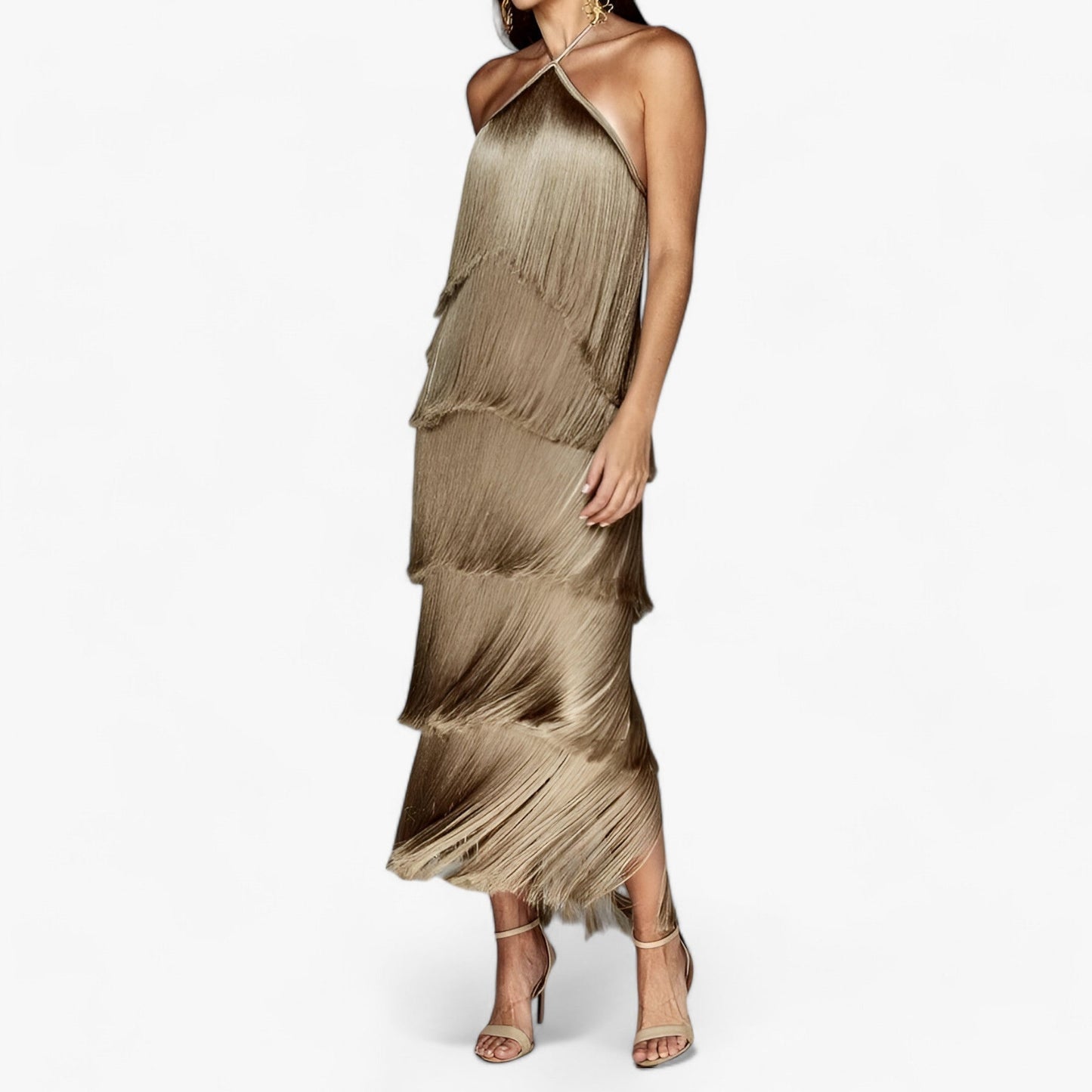 Ärmelloses Halterkleid - Glamouröse Quastendetails