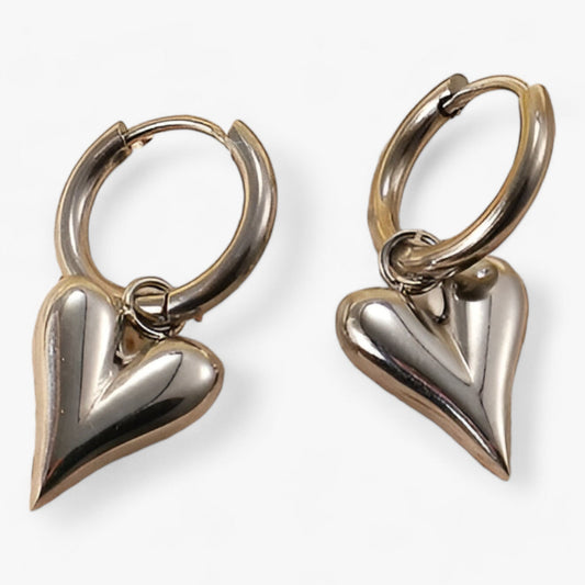 Herz-Huggie-Creolen – anlaufgeschützter Goldanhänger