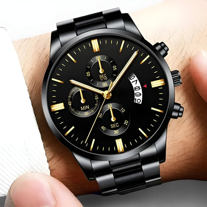 Magnus | Elegante schwarze Quarz Uhr - Stilvolle Zeitmessung für den modernen Lebensstil