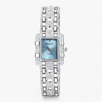 Armbanduhr mit Rechteckigem Zifferblatt und Kristallen - Modisch und Elegant für Frauen