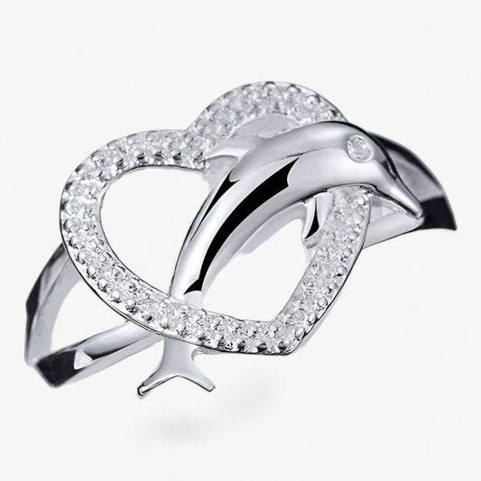 Delphin-Herz-Ring – Sterling Silber Liebe