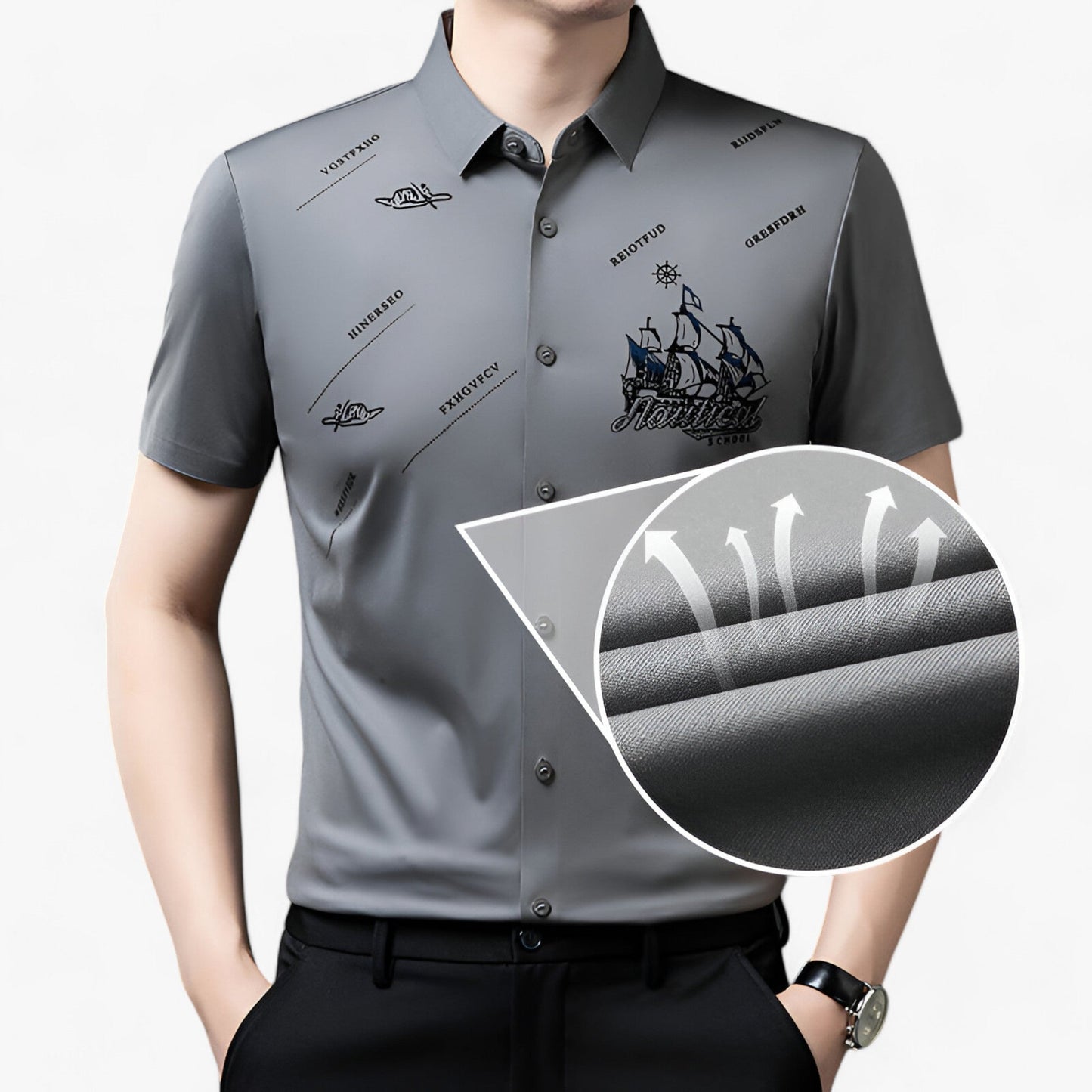 Herren Kurzarm Hemd mit Knopfleiste - Professioneller Komfort