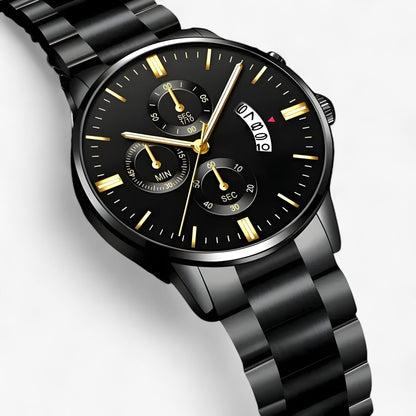 Magnus | Elegante schwarze Quarz Uhr - Stilvolle Zeitmessung für den modernen Lebensstil