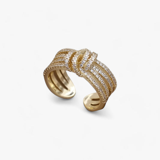 14K Vergoldeter Zirkonia-Ring - Elegantes Offenes Design