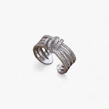 14K Vergoldeter Zirkonia-Ring - Elegantes Offenes Design
