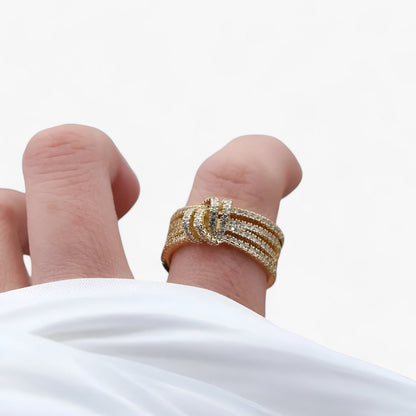 14K Vergoldeter Zirkonia-Ring - Elegantes Offenes Design