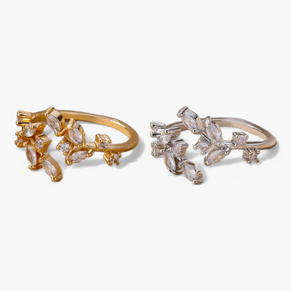 Goldener Ast | Blätter-Ring - Stilvolles Naturdesign