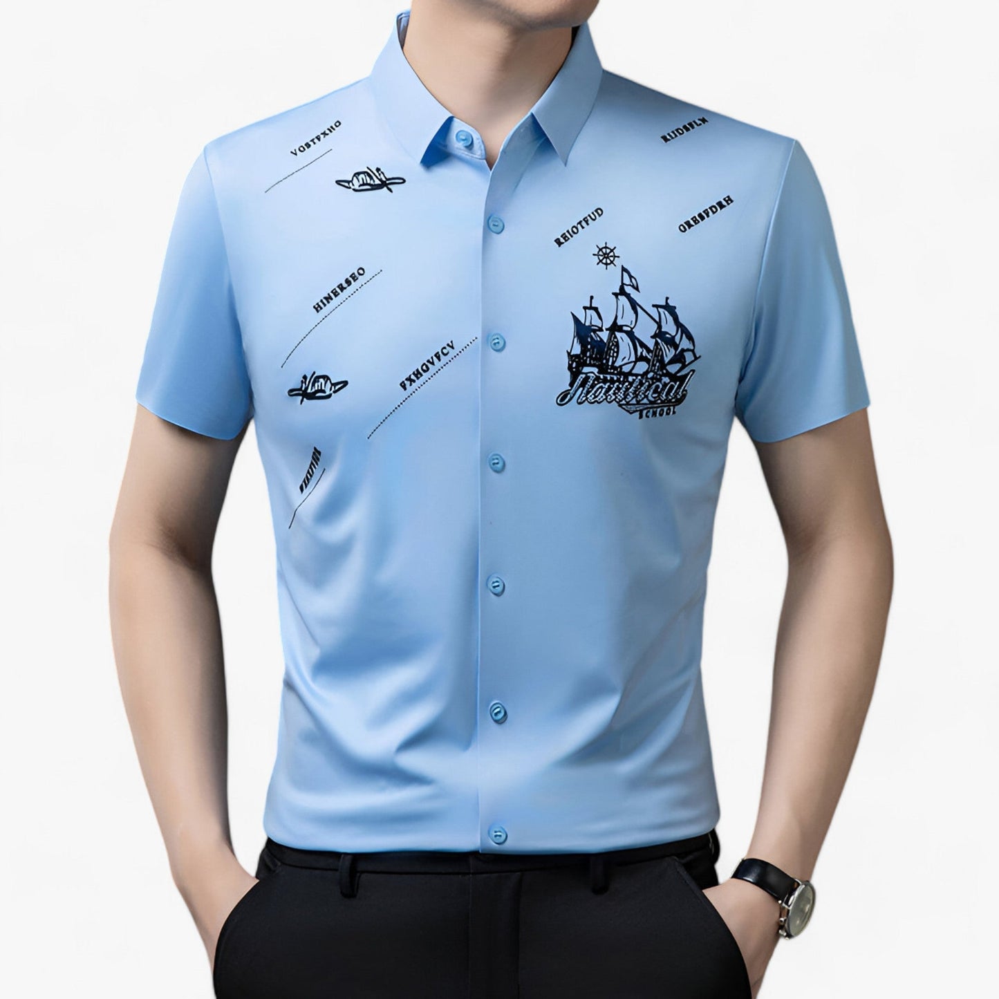 Herren Kurzarm Hemd mit Knopfleiste - Professioneller Komfort