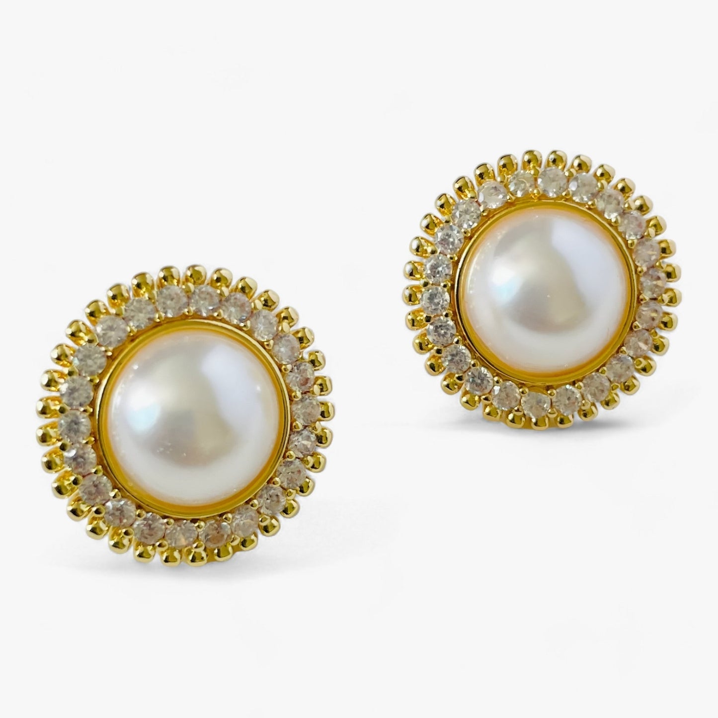 Goldene Perle | Kristall-Ohrringe - Glamouröser Glanz