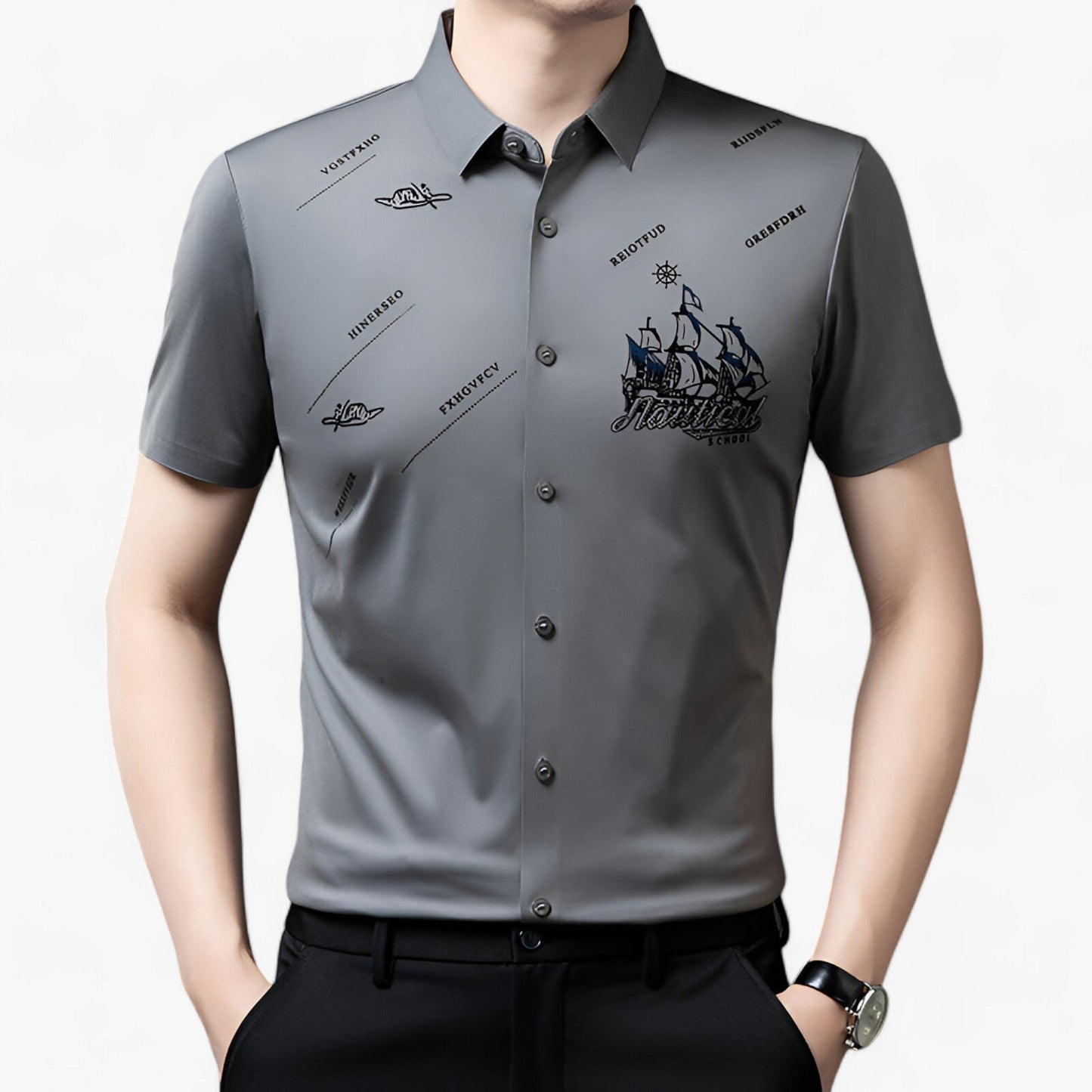 Herren Kurzarm Hemd mit Knopfleiste - Professioneller Komfort