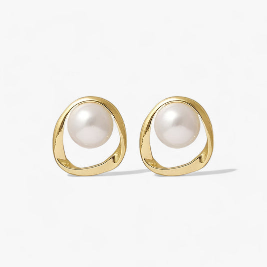 Goldene Perlensteckerohrringe - Zeitgenössische Eleganz für jede Gelegenheit