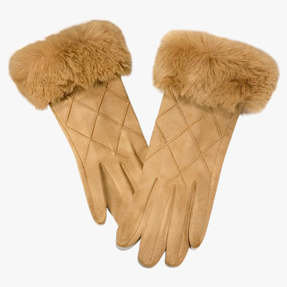 EleganceTouch | Winter-Suede Karierte Handschuhe - Stilvoll & Touchscreen Geeignet