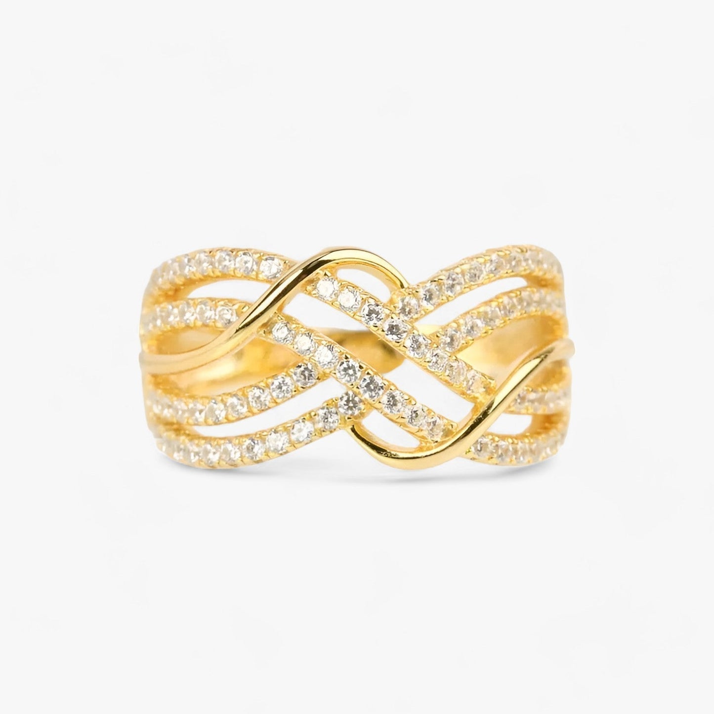 Goldene Kreuzringe - Elegantes Mehrfachband-Design