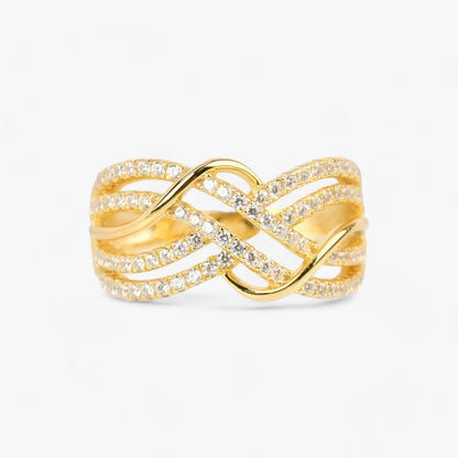 Goldene Kreuzringe - Elegantes Mehrfachband-Design