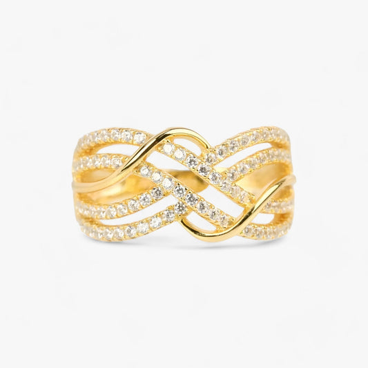 Goldene Kreuzringe - Elegantes Mehrfachband-Design