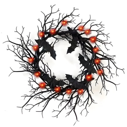 Fledermaus- und Spinnenkrone Halloween - Gruselige LED-Dekoration für Türen und Fenster