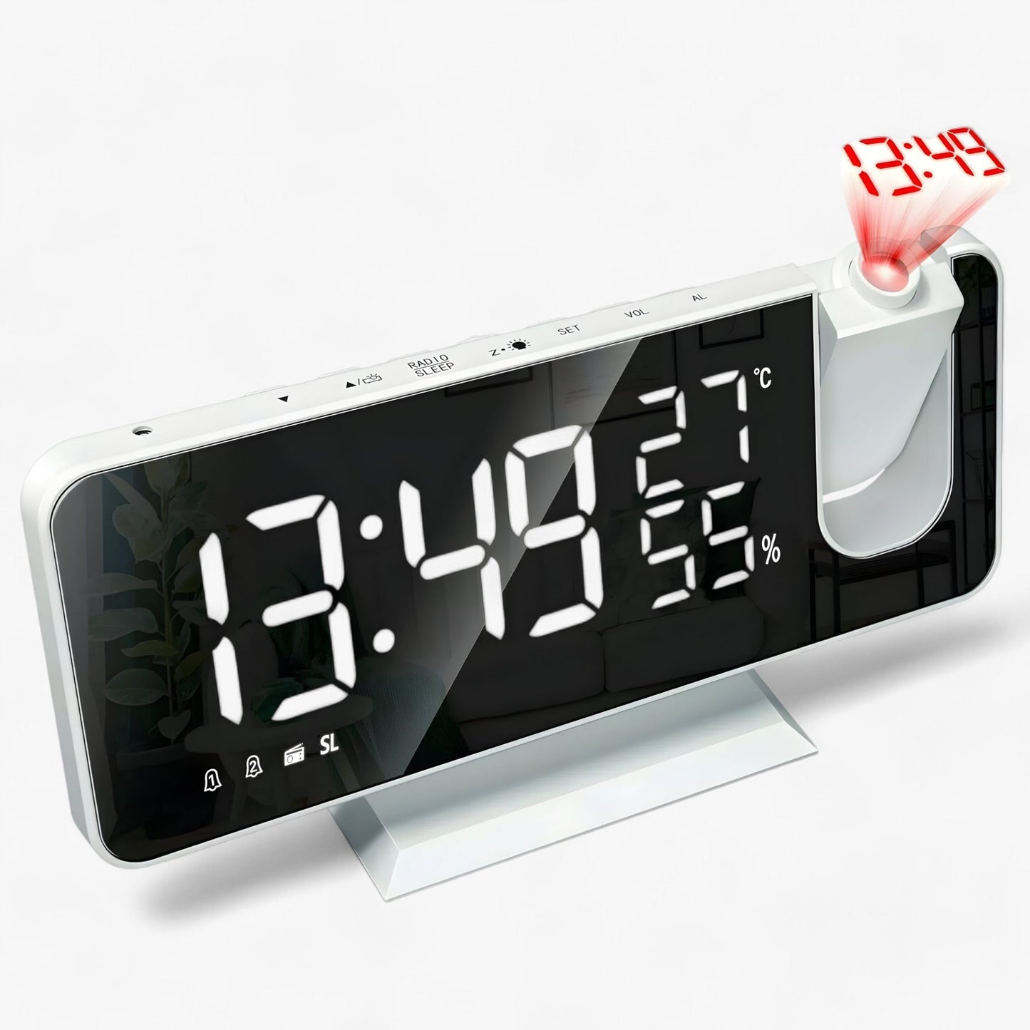 Intelligenter Wecker - FM-Radio & LED-Display mit 180° Uhrprojektion