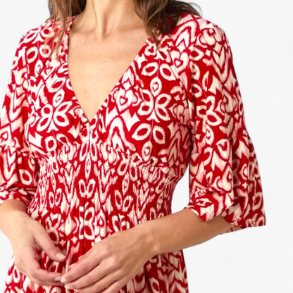 Großes Florales V-Ausschnitt-Kleid - Perfekt für Strandurlaube