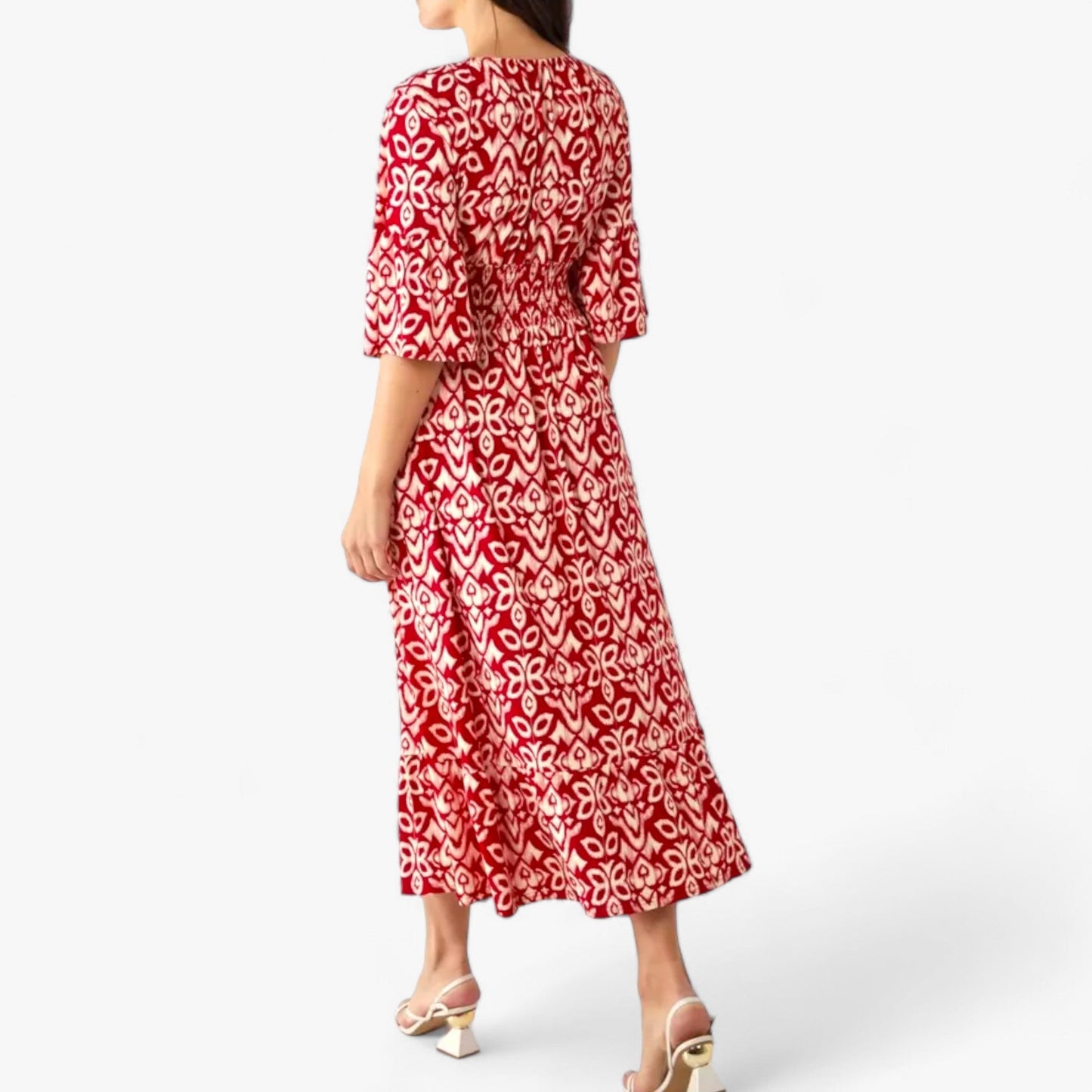 Großes Florales V-Ausschnitt-Kleid - Perfekt für Strandurlaube