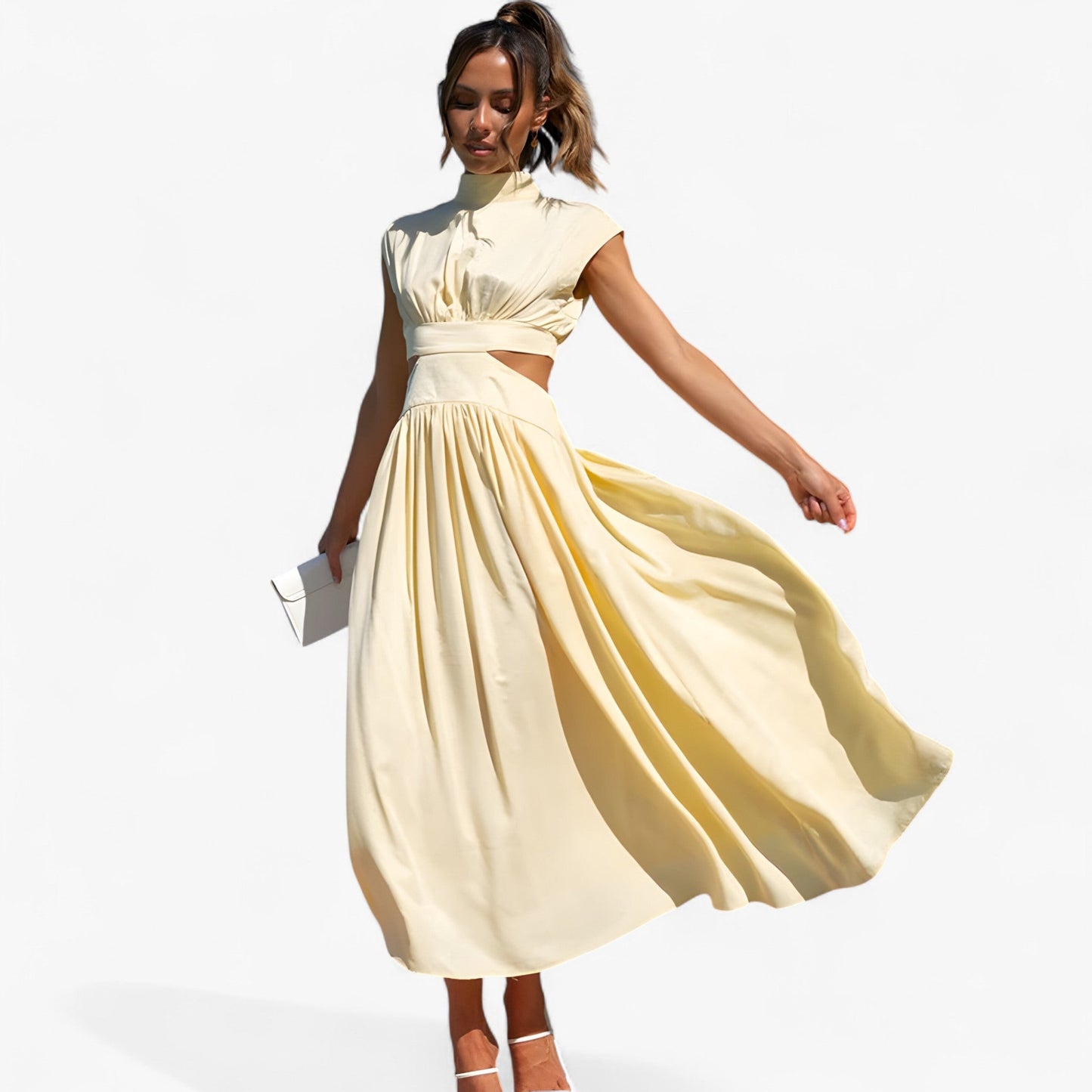 Elena | Elegantes Kleid mit hohem Ausschnitt