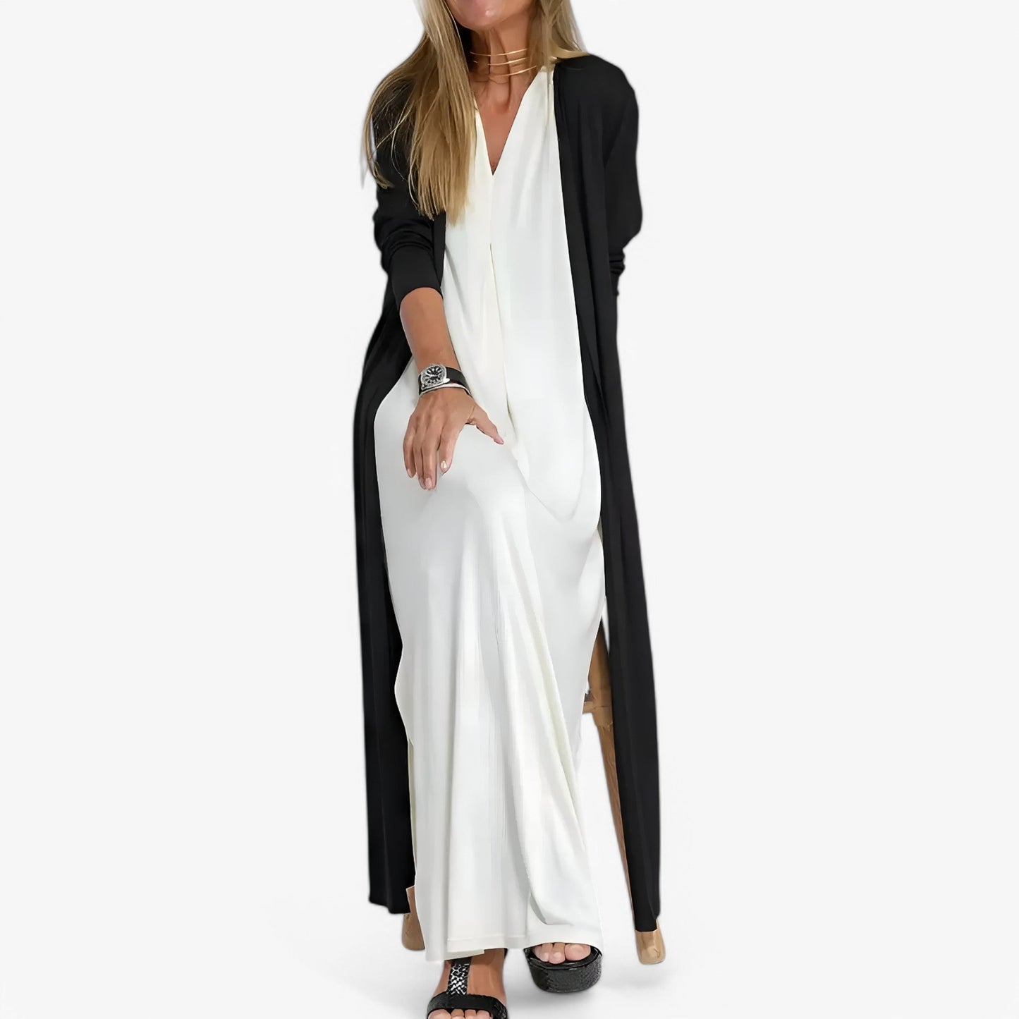 Helen | Langes Kleid mit Gratis-Cardigan - Elegant und bequem