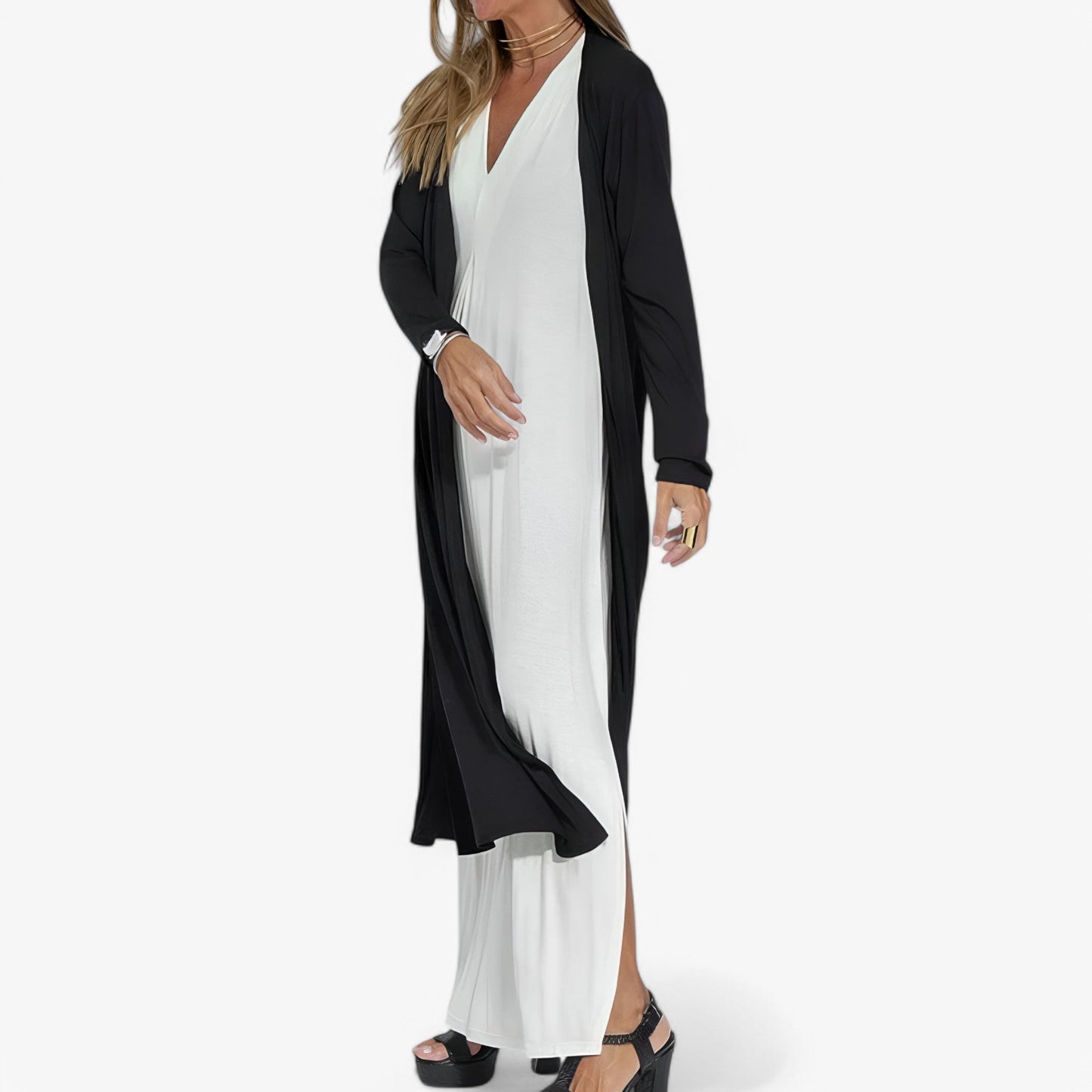 Helen | Langes Kleid mit Gratis-Cardigan - Elegant und bequem