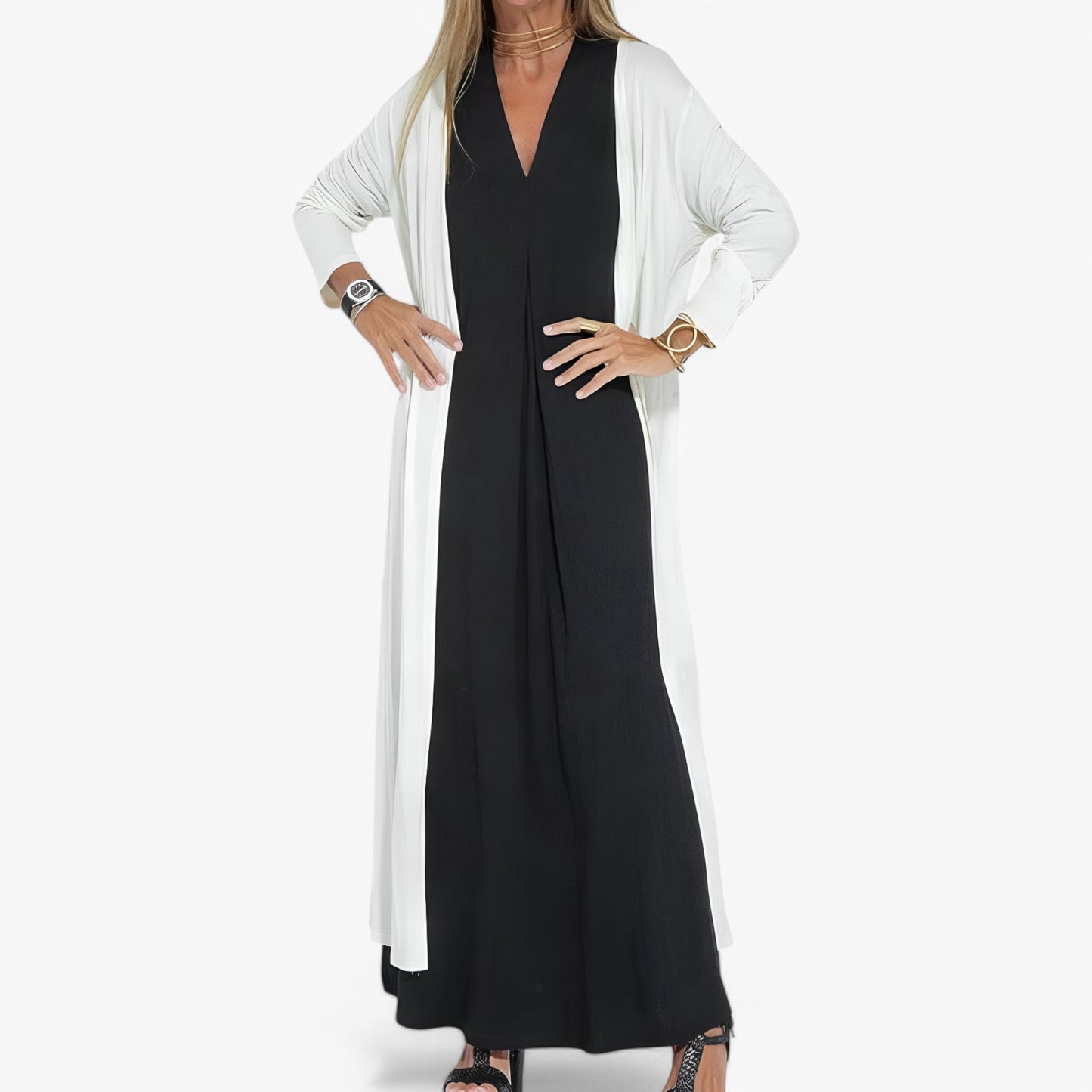 Helen | Langes Kleid mit Gratis-Cardigan - Elegant und bequem