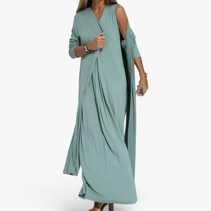Helen | Langes Kleid mit Gratis-Cardigan - Elegant und bequem